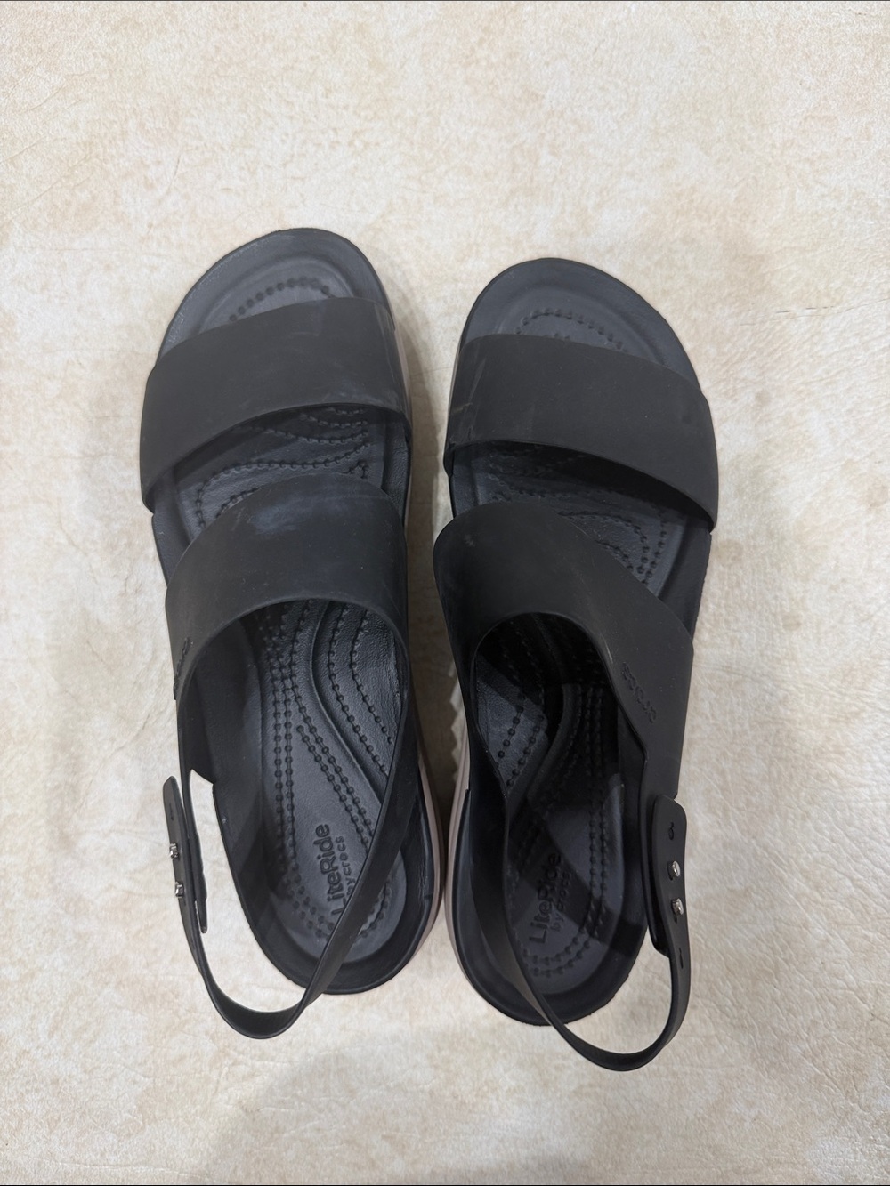 CROCS Black Women's Dual-Strap Slide Sandals
